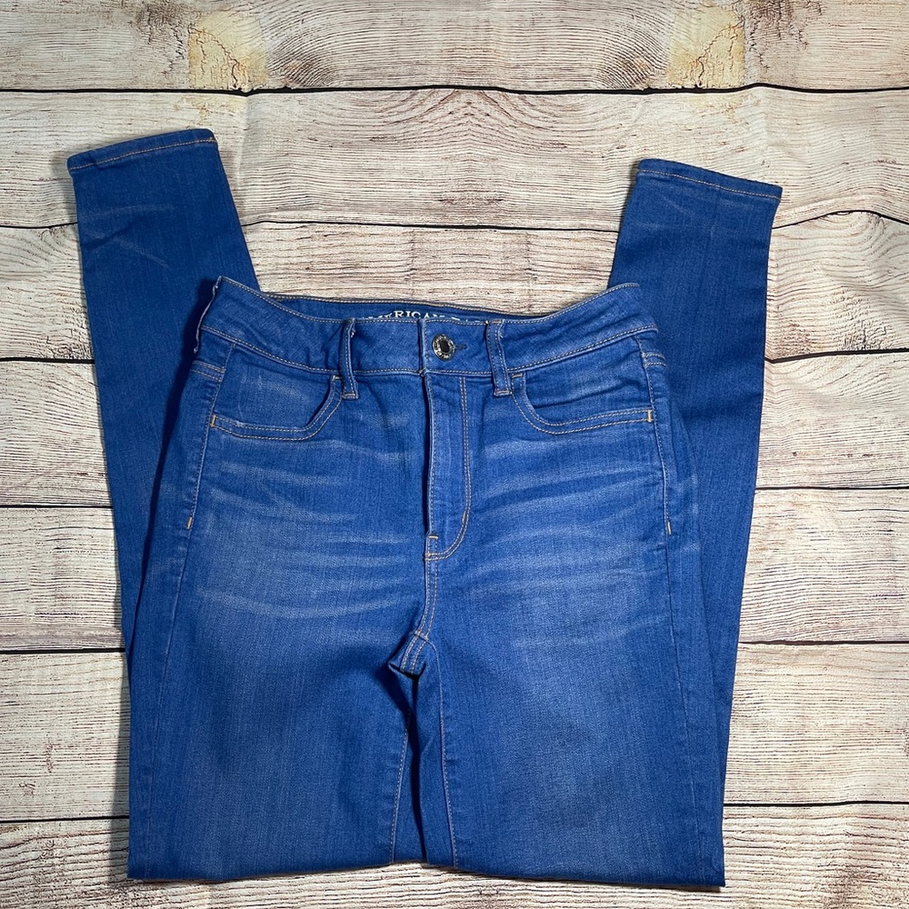 American eagle bright blue high-rise skinny 4/27